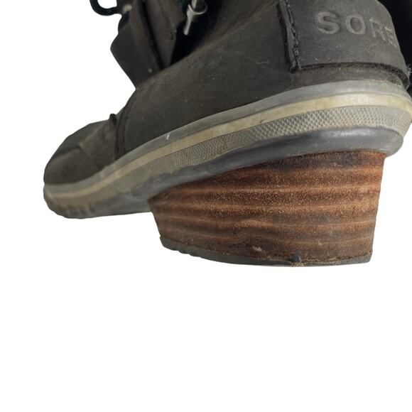 Sorel Boots Womens 6 Slimboot Mid Calf Canvas Leather Black Rugged Winter - Picture 7 of 10